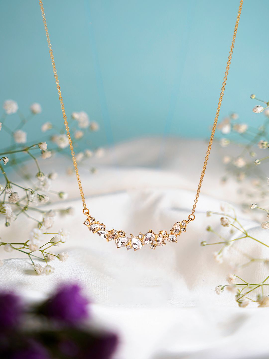 

SWASHAA 18K Gold Plated Stainless Steel Cubic Zirconia Necklace