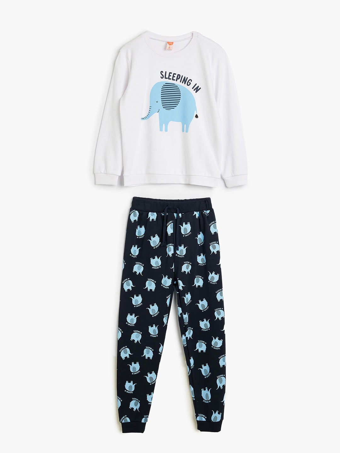 

Koton Boys Printed Pure Cotton T-shirt With Jogger, White