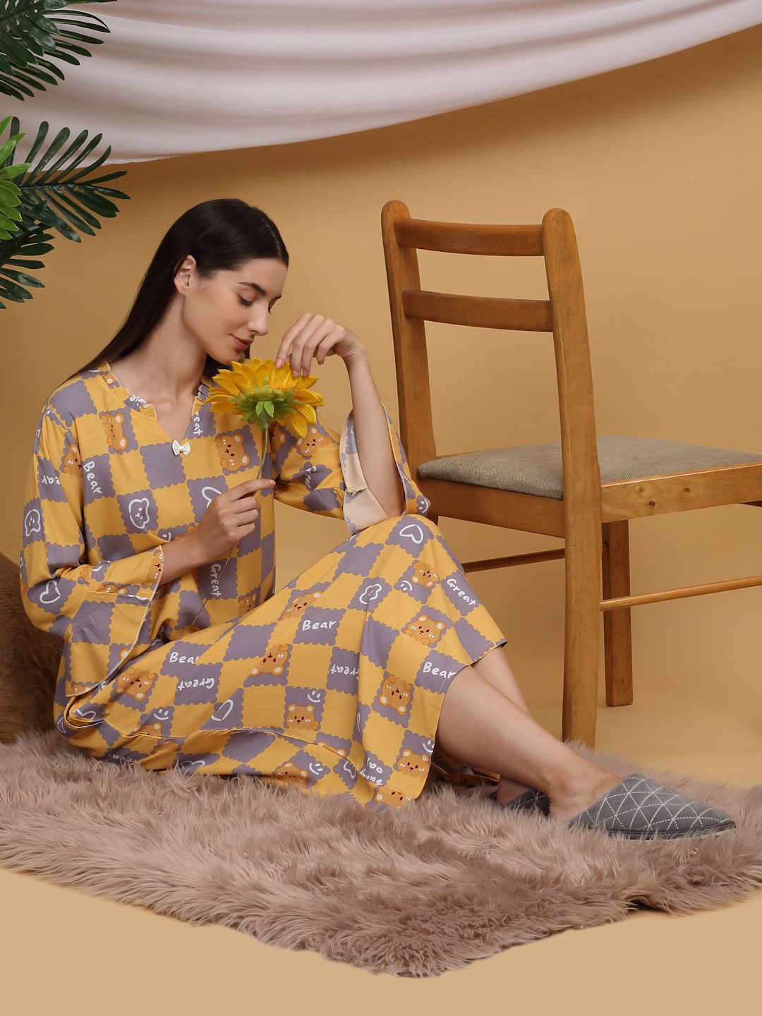 

Sweet Dreams Checked Nightdress, Yellow