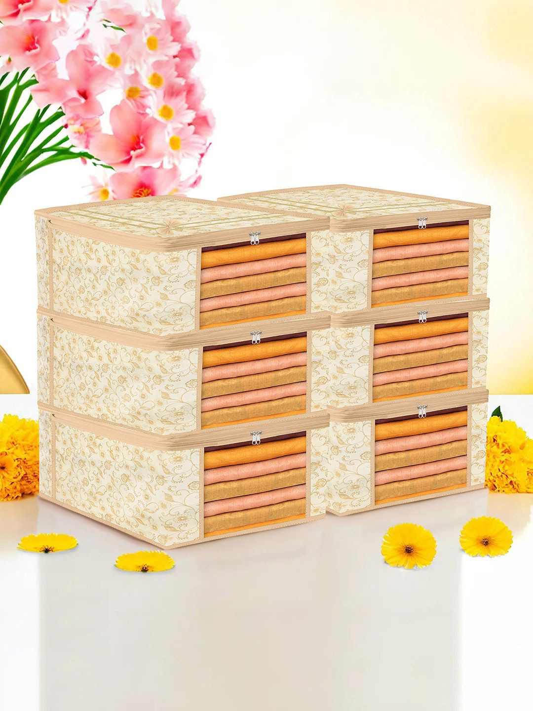 

Kuber Industries Cream-Coloured 6 Pieces Printed Multi-Utility Organisers