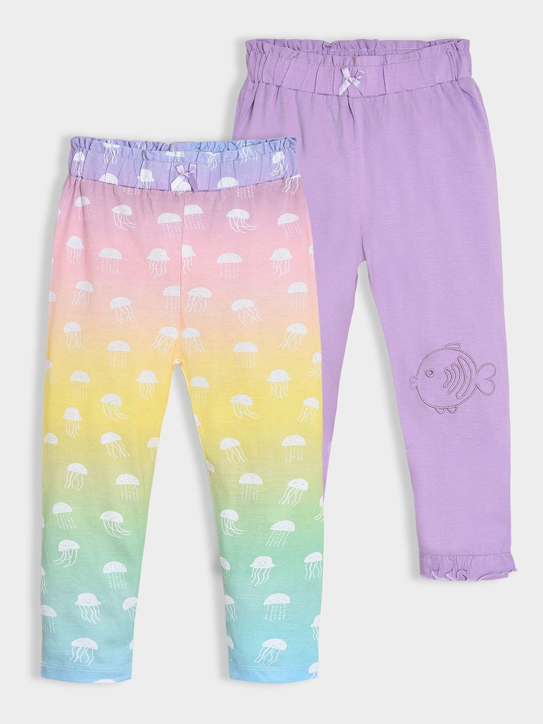

MiArcus Girls Pack Of 2 Printed Lounge Pants, Purple