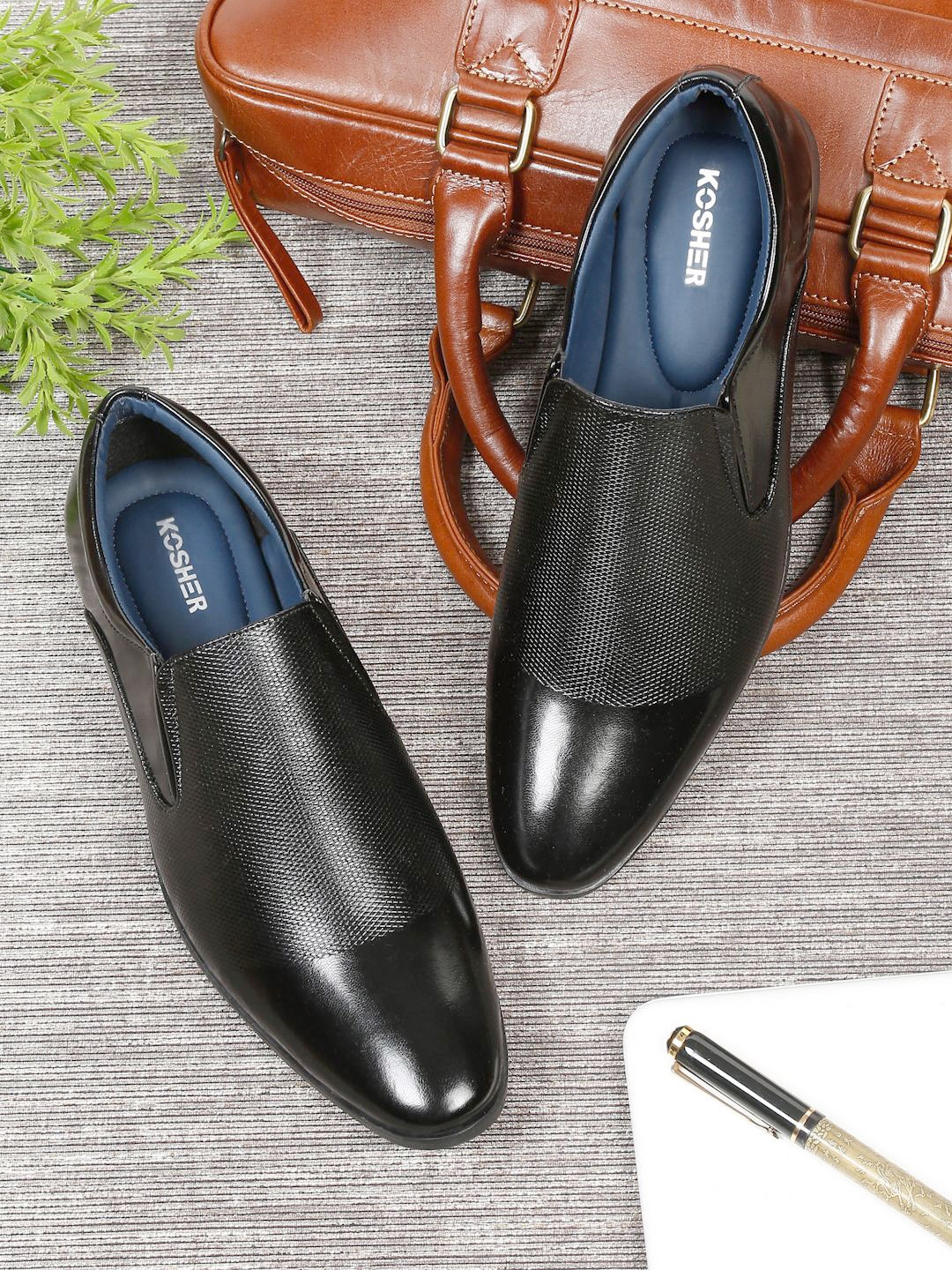 

Kosher Men Formal Slip-On Shoes, Black