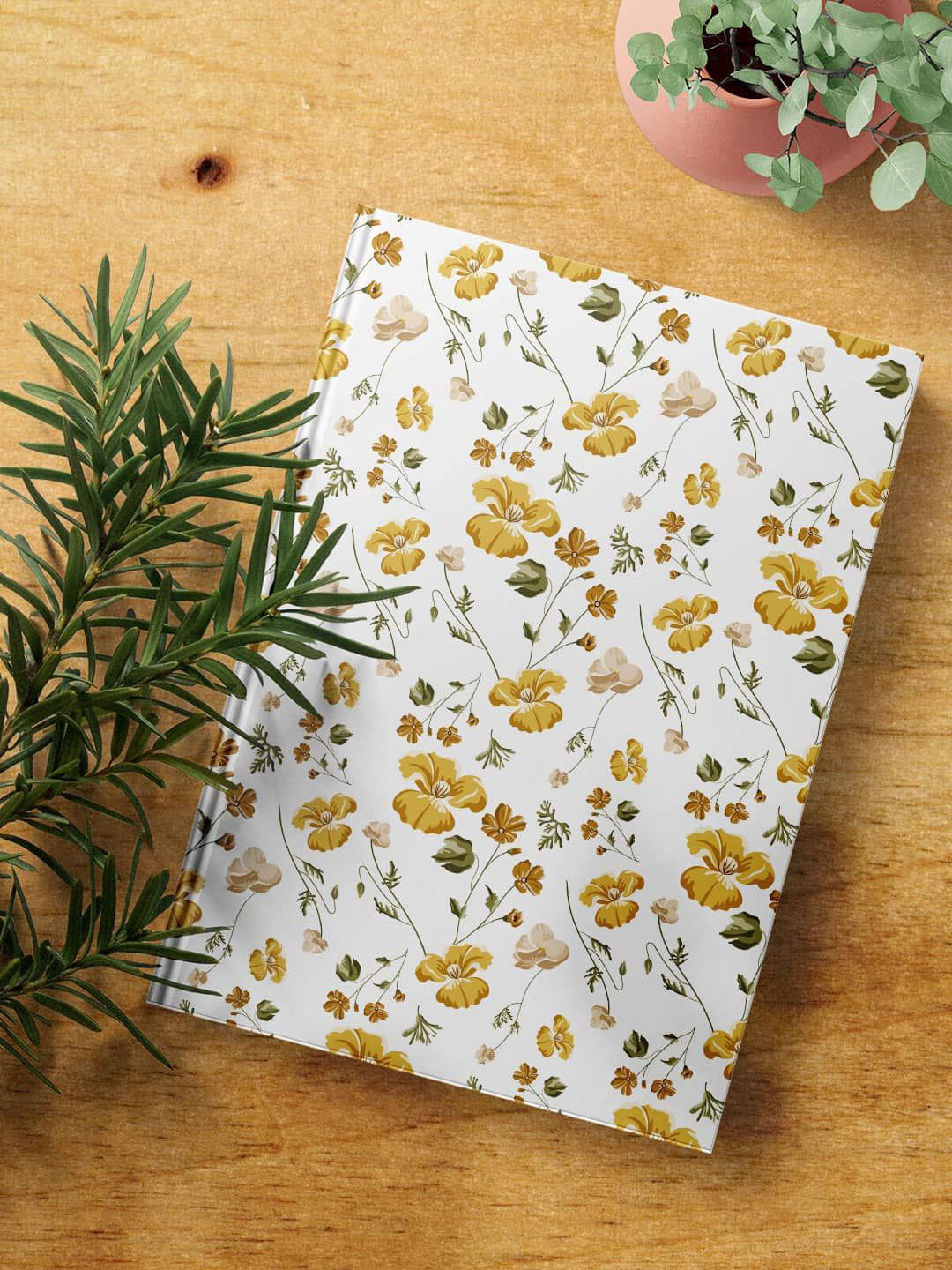 

macmerise Shining Prim Rose Printed A5 Ruled Notebook, White