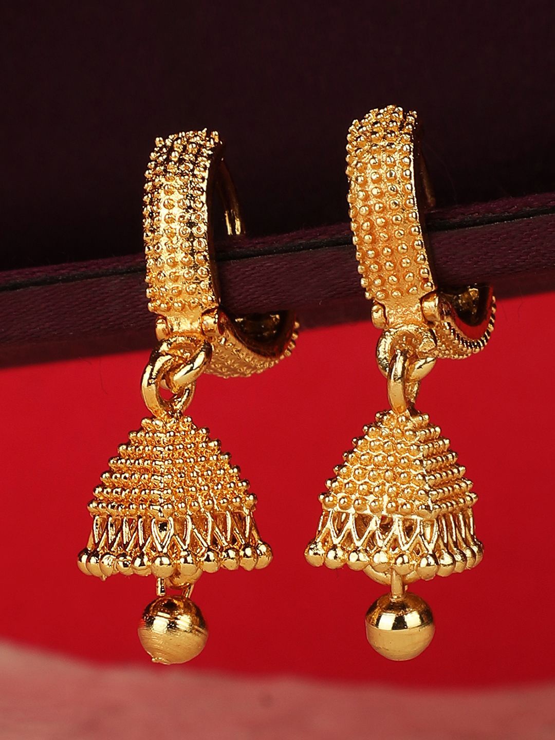 

MODE MANIA Gold-Plated Contemporary Jhumkas