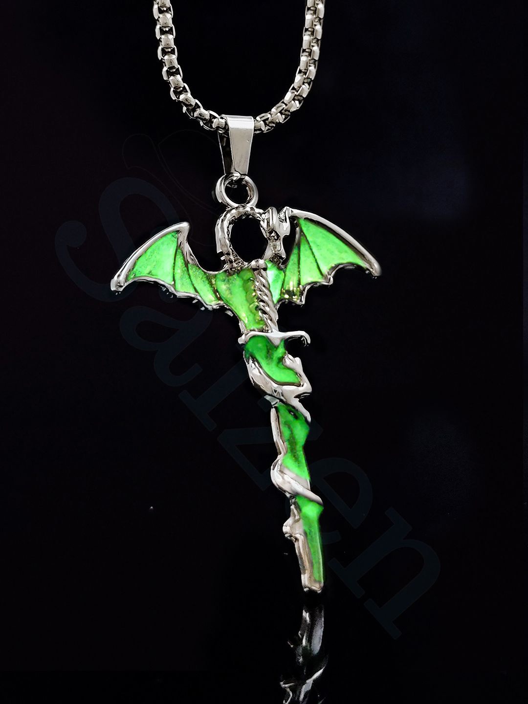 

Saizen Men Silver-Plated Glow In The Dark Contemporary Pendants with Chains