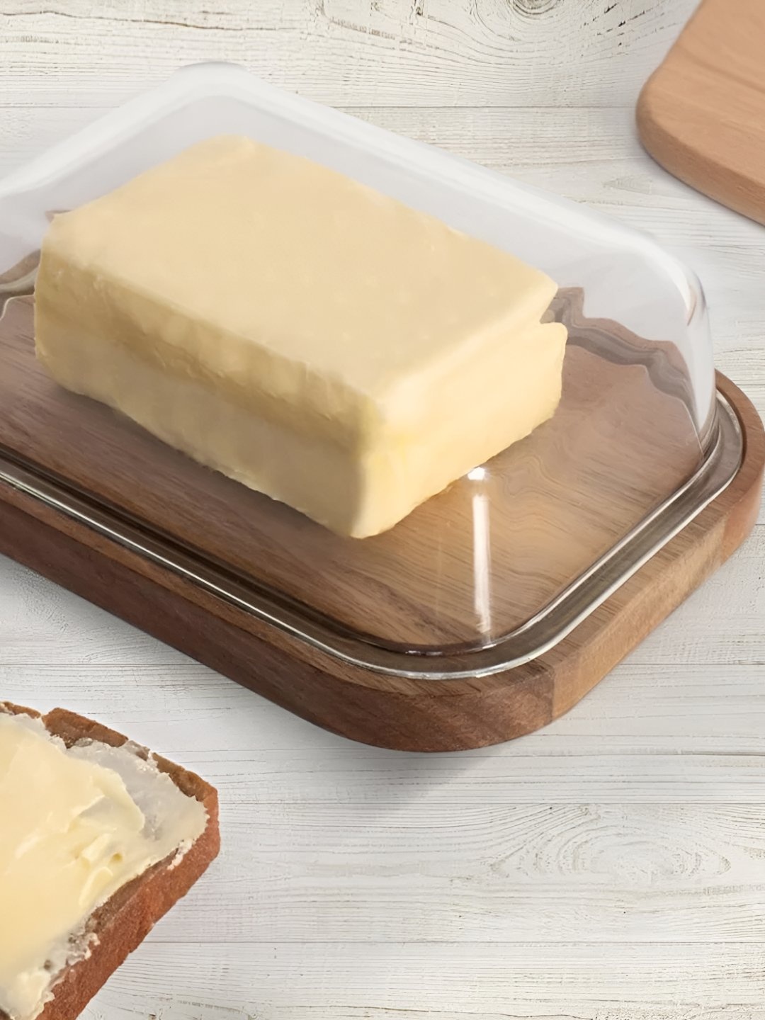 

The Better Home Transparent Glass Butter Dish With Bamboo Lid Stick Butter Holder