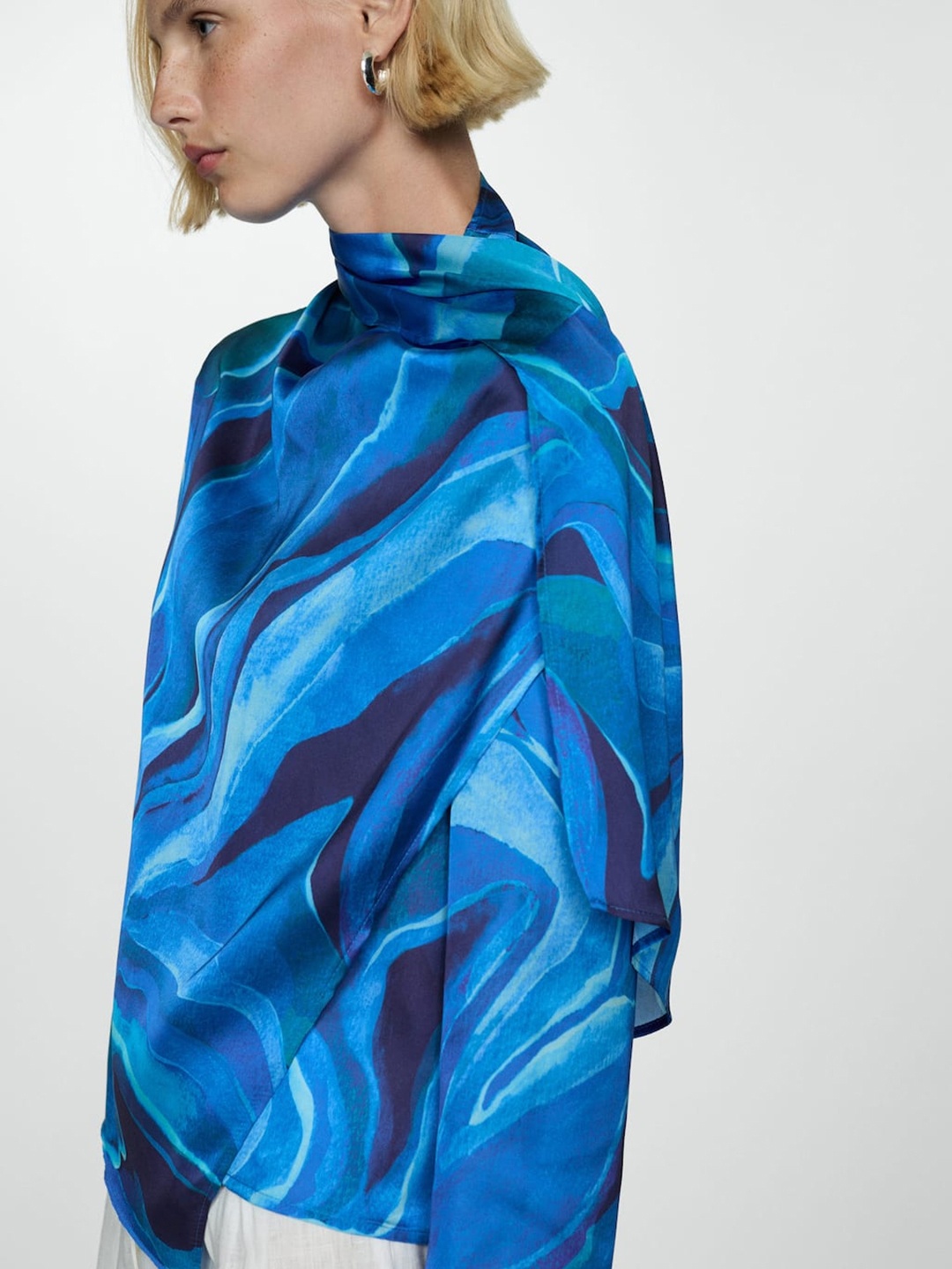 

MANGO Abstract Printed Top, Blue