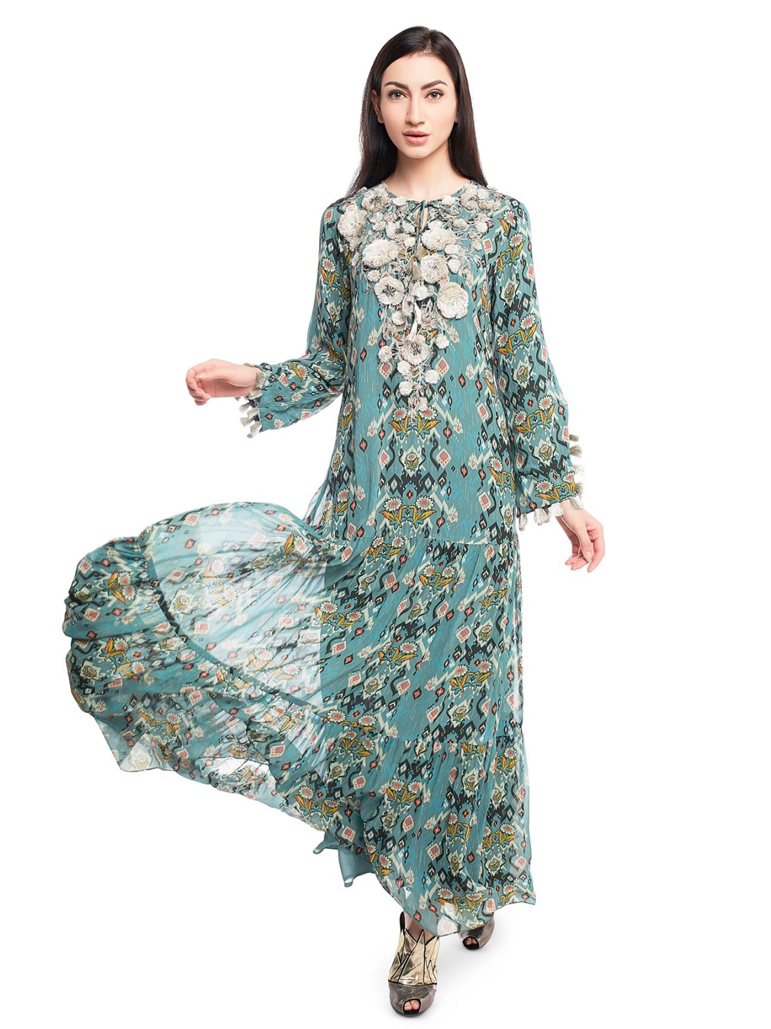 

PS PRET BY PAYAL SINGHAL Floral Printed Georgette Maxi Dress, Blue