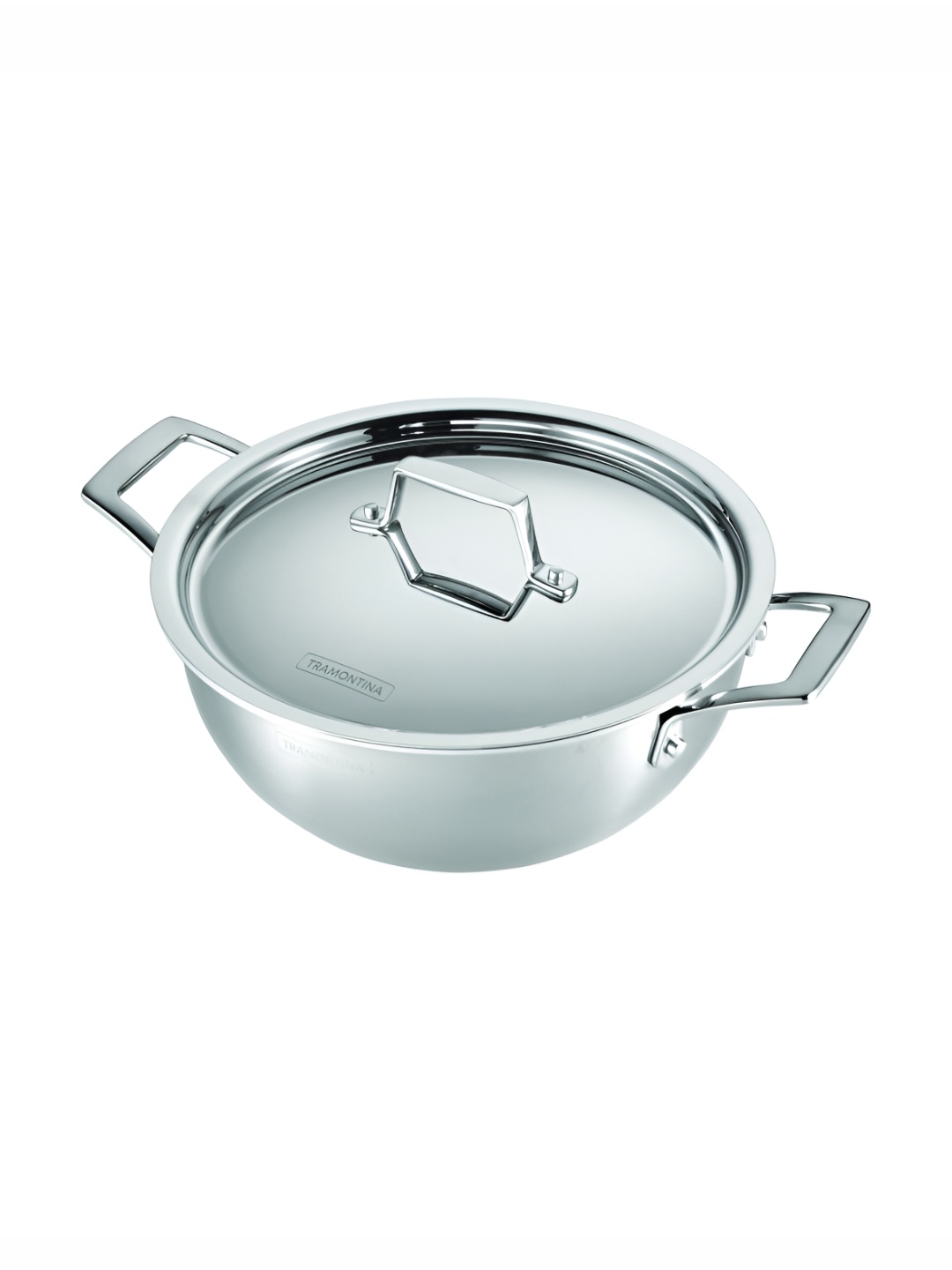 

Tramontina Aeion Non toxic Triply Stainless Steel Deep Kadai with Lid 3.0 L, Silver