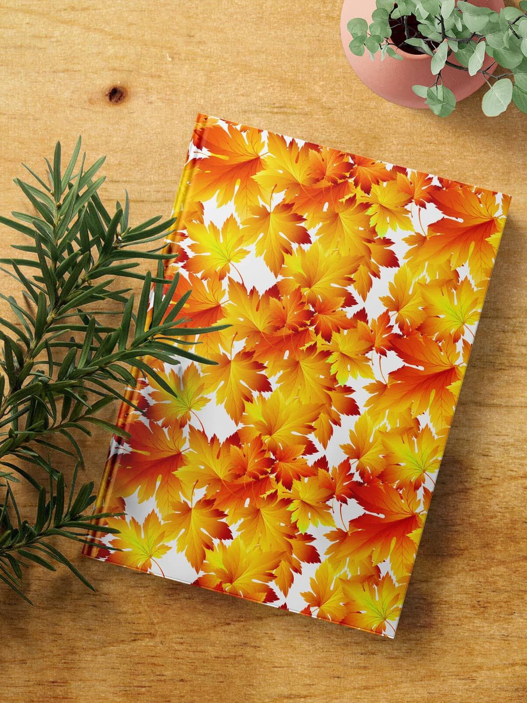 

macmerise SK Autumn Embrace Printed Hard Cover A5 Ruled Notebook, Yellow