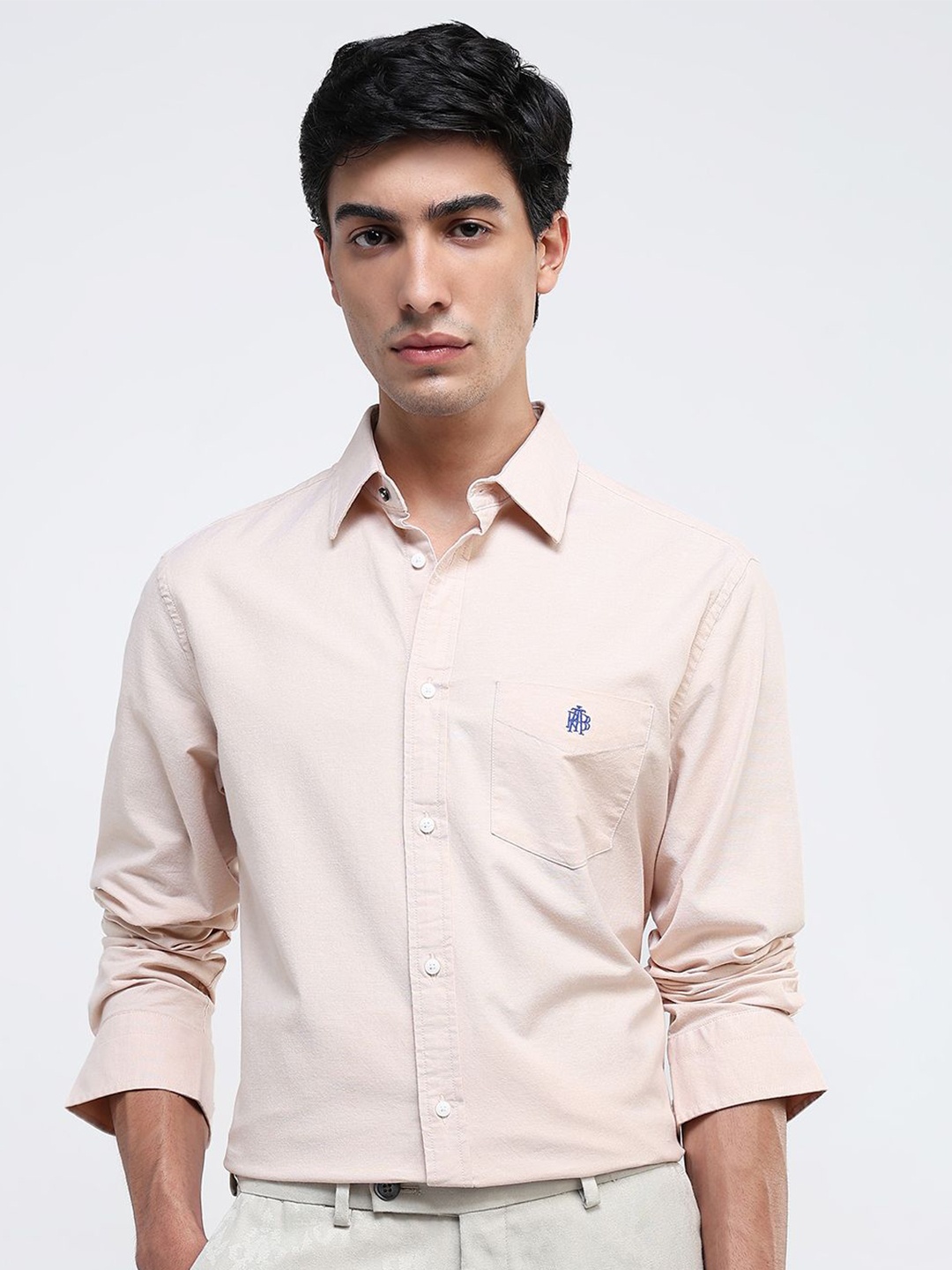 

RARE RABBIT Men Comfort Spread Collar Solid Cotton Formal Shirt, Mustard