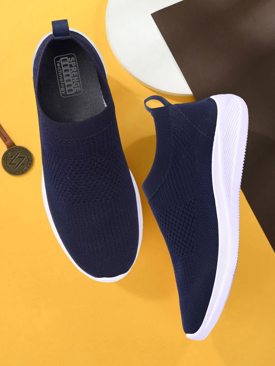 

SPRENGE Men Woven Design Slip-On Sneakers, Navy blue