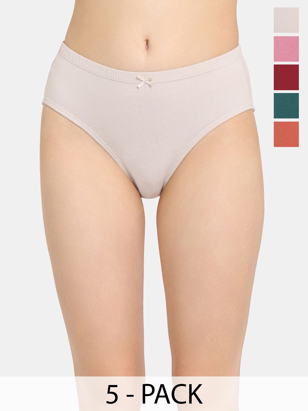 

Rosaline by Zivame Pack Of 5 Women Solid Hipster Briefs, Assorted