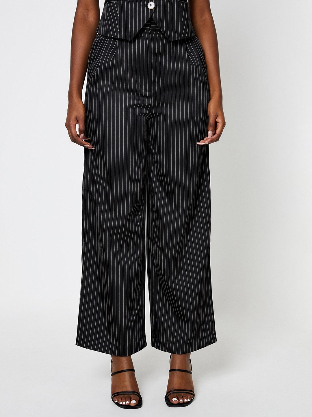 

DOROTHY PERKINS Striped Wide Leg Trousers, Black