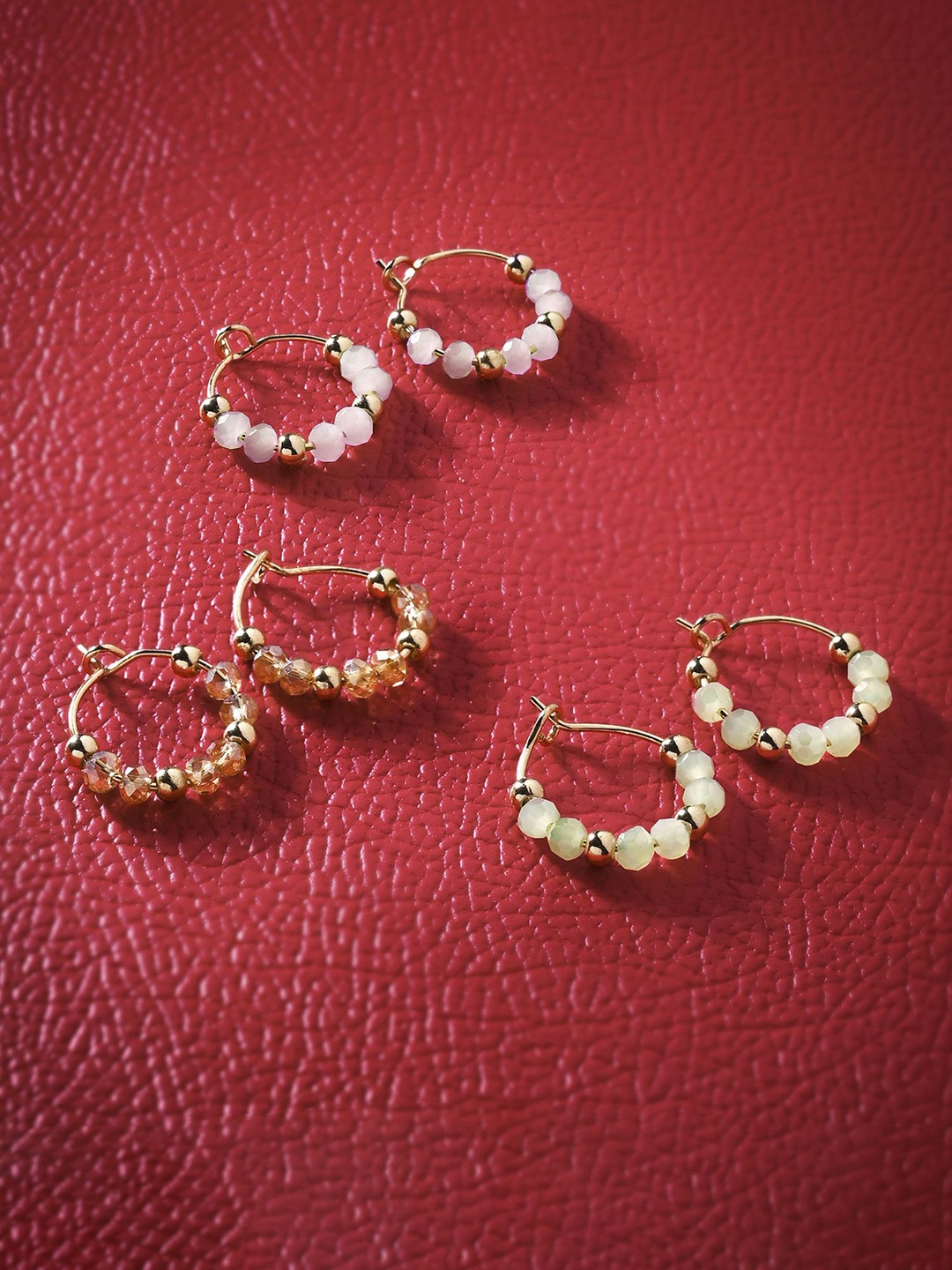 

Accessorize Set of 3 Artificial Beaded Circular Hoop Earrings, Gold