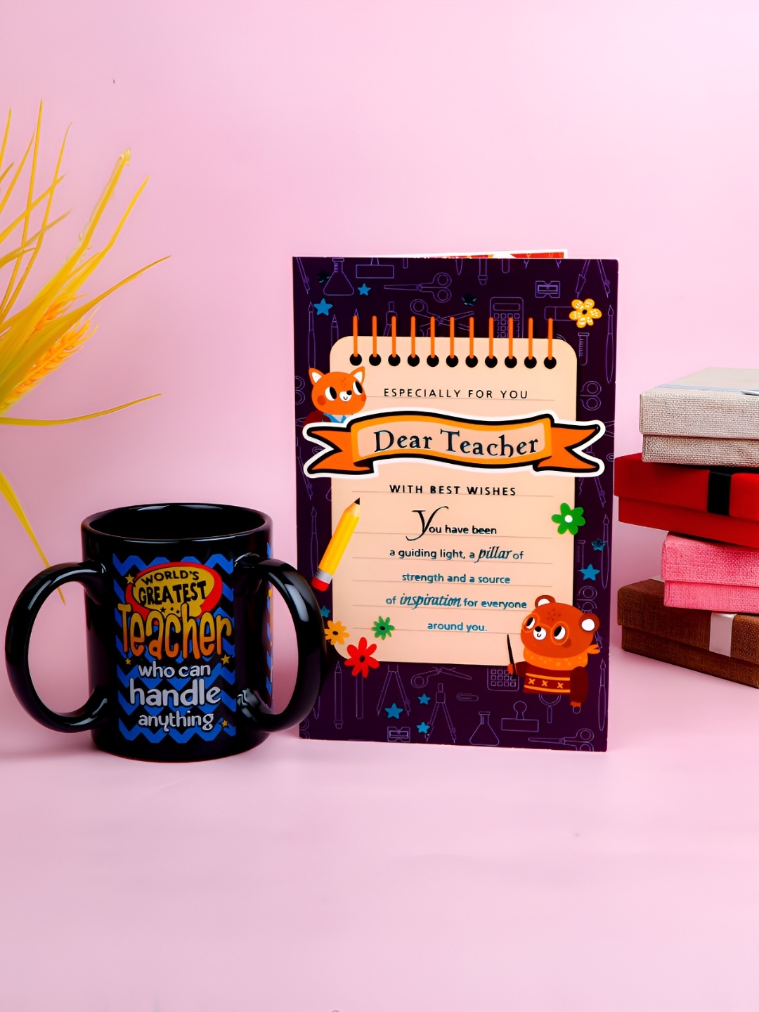 

Archies Black & Red Teacher Greeting Card with Mug