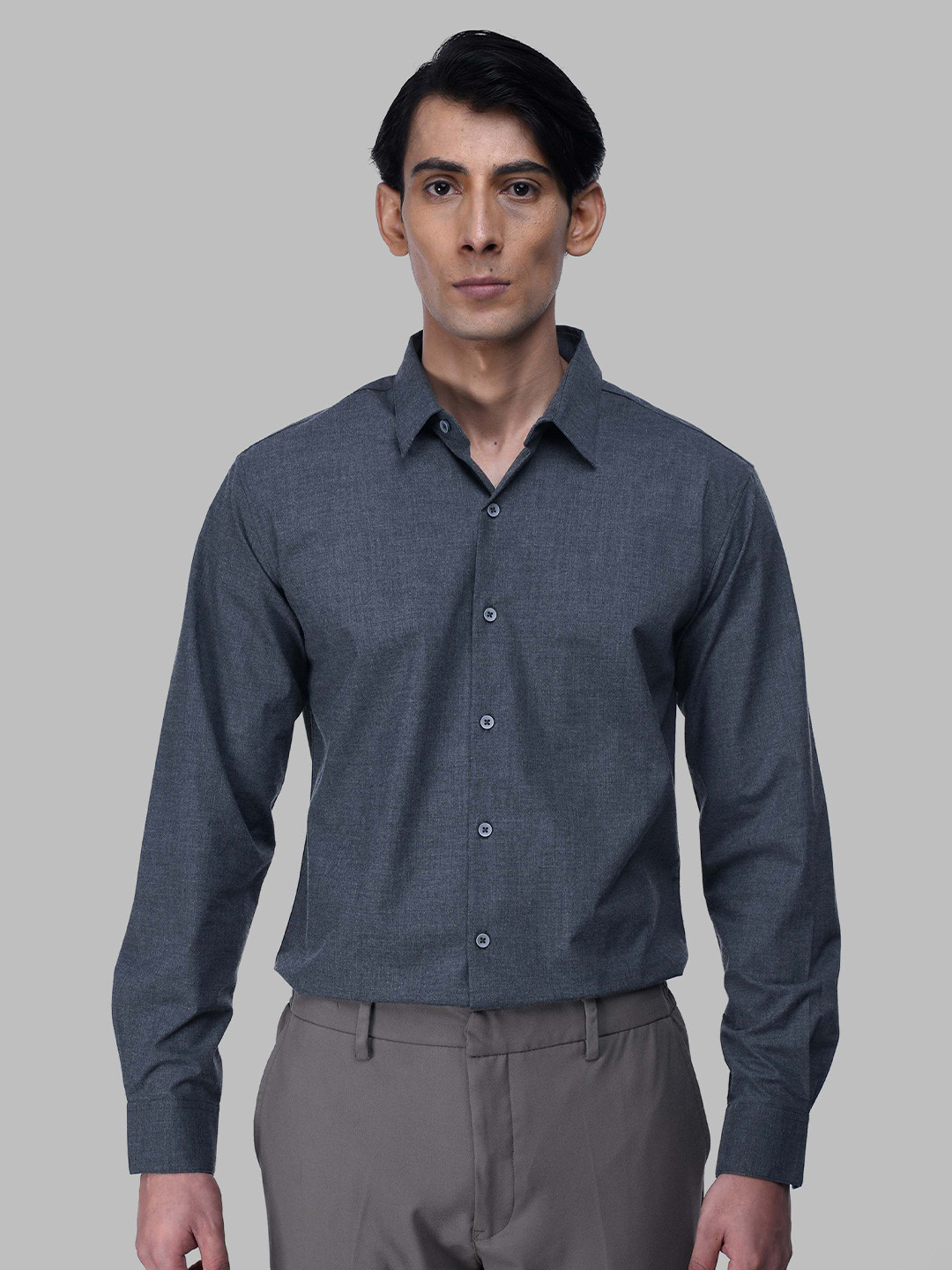 

Tailoraedge Men Spread Collar Textured Formal Shirt, Grey