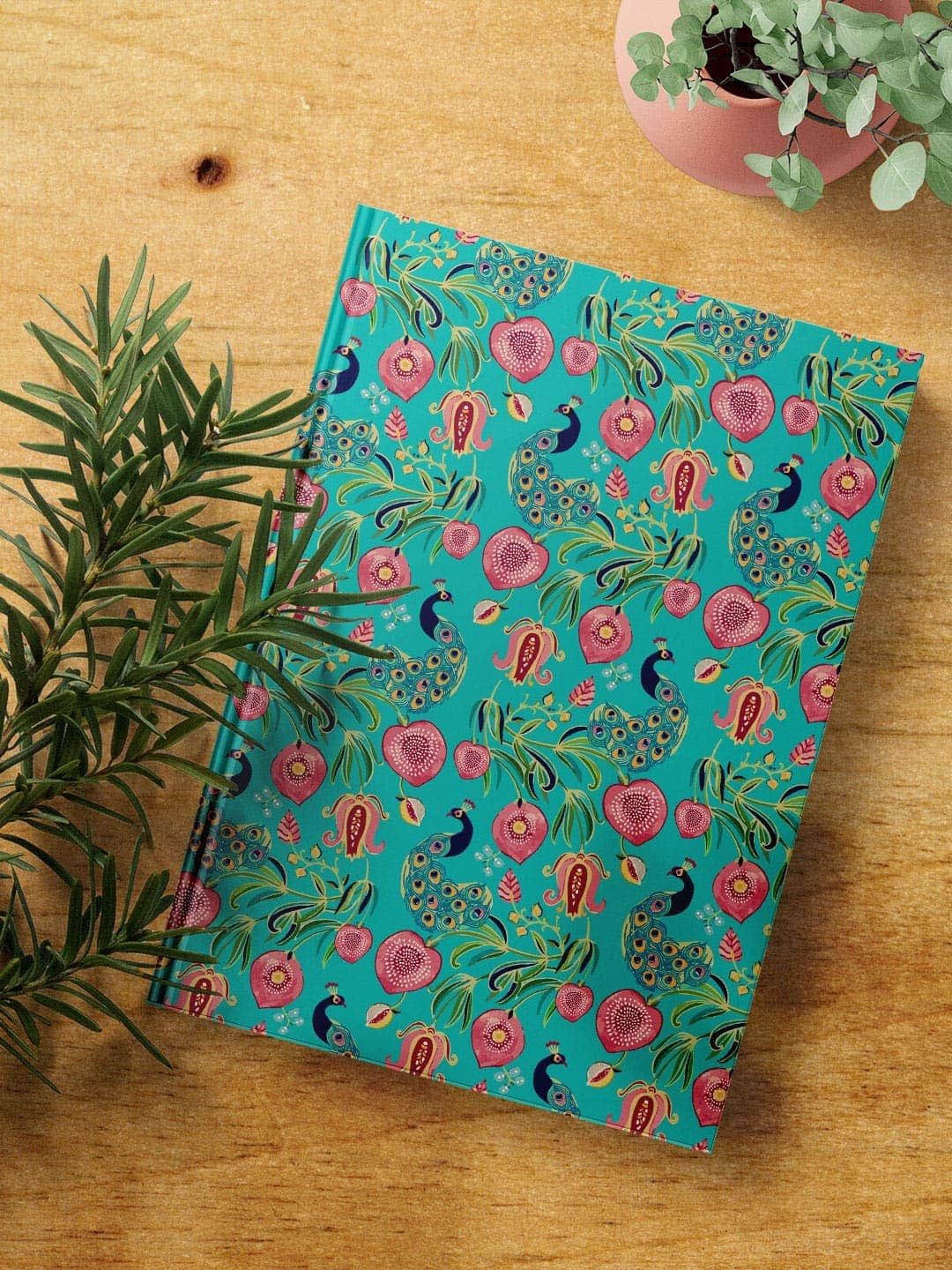 

macmerise Green & Pink Payal Singhal Anaar and Mor Teal Printed A5 Ruled Notebook