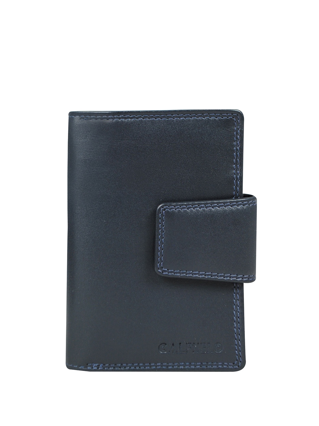 

CALFNERO Women Leather Two Fold Wallet, Navy blue