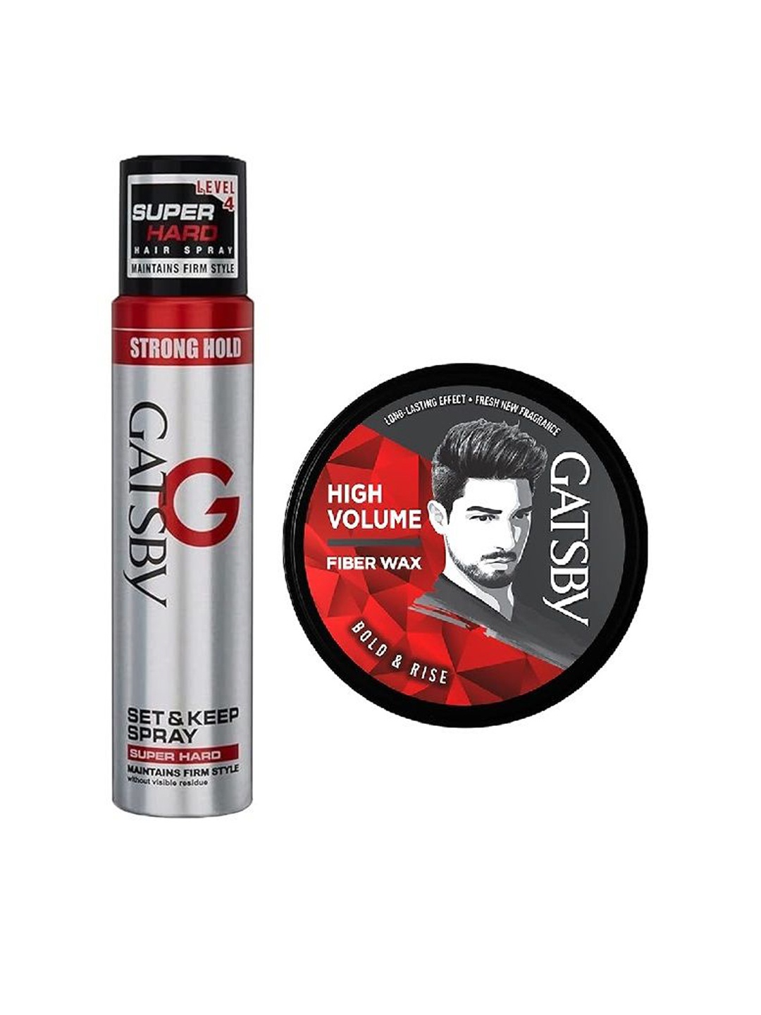 

Gatsby Set Of 2 High Volume-Super Hard Hair Wax 75gm & Spray 250gm, Black