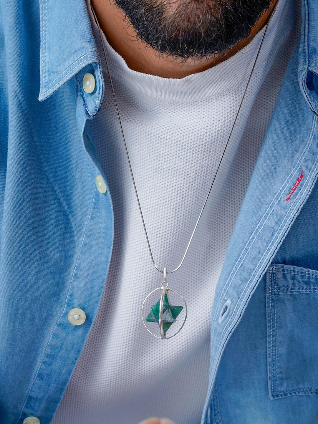 

SWASHAA Men Silver Plated Stainless Steel Pendant with Chain