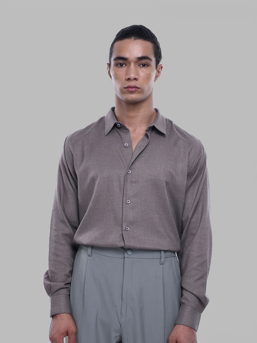 

Tailoraedge Men Cutaway Collar Solid Formal Shirt, Grey