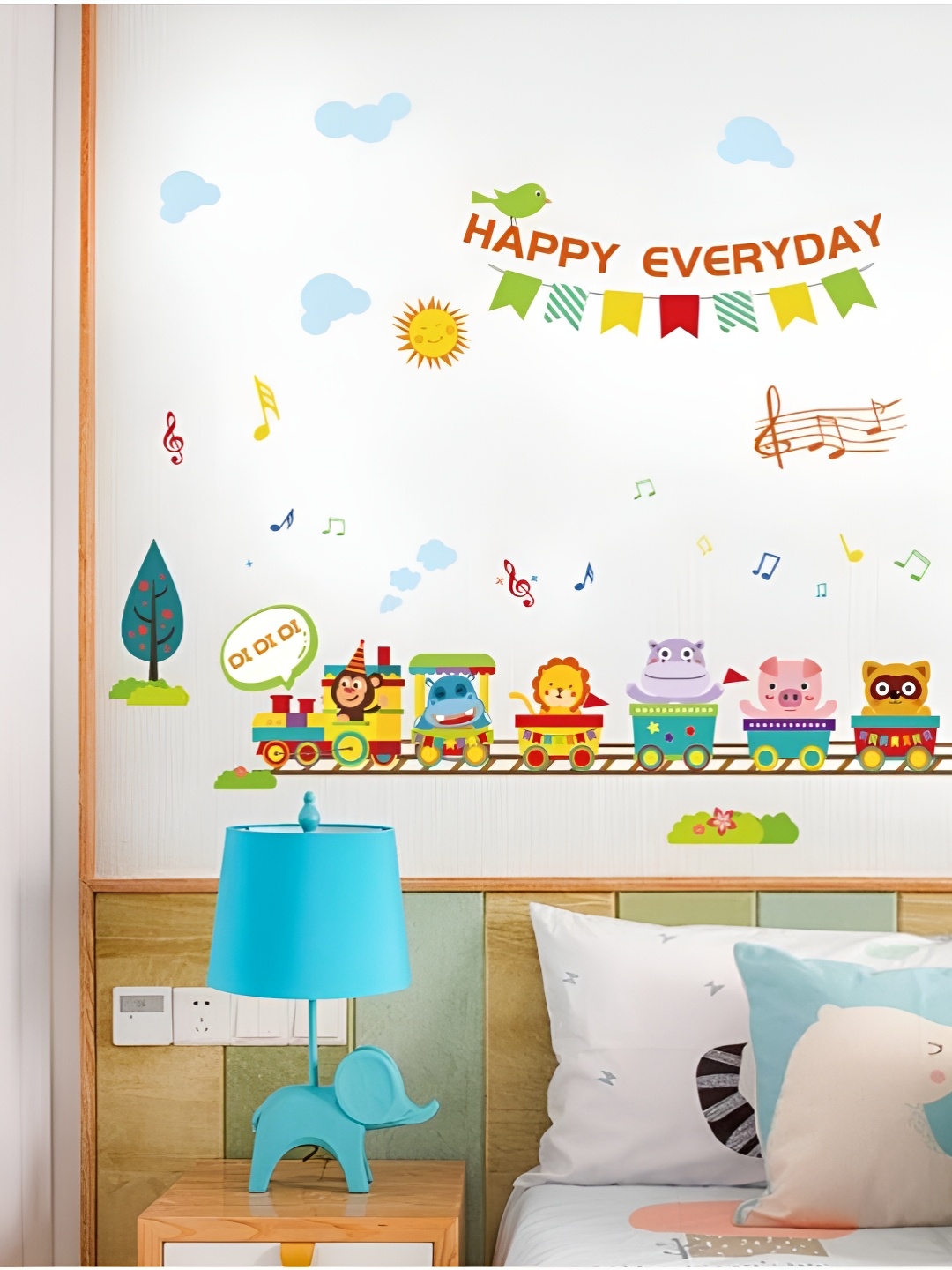 

Jaamso Royals Green & Blue Printed Self Adhesive Wall Sticker
