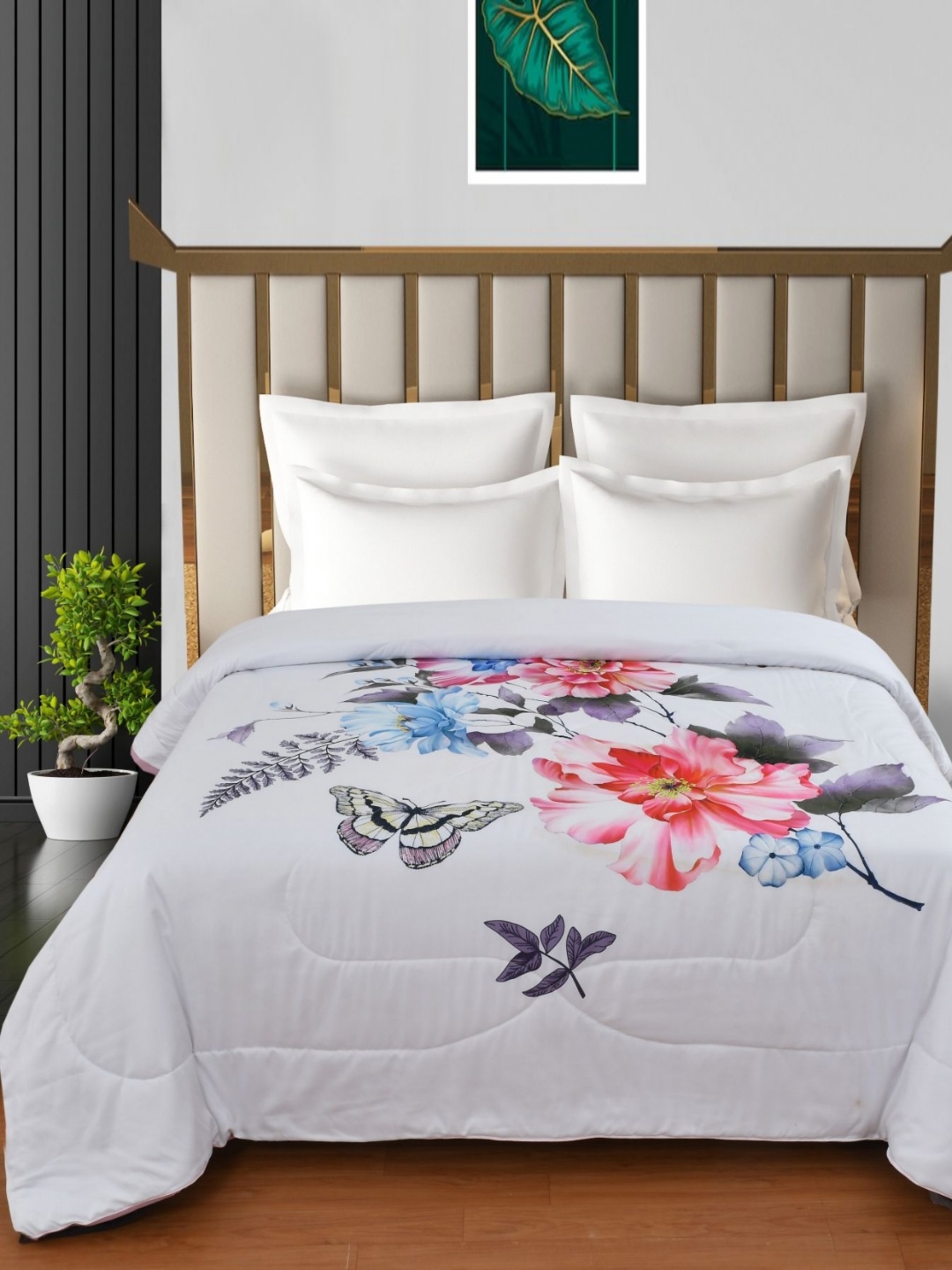 

Florida Fabia White & Red Floral 120 GSM Reversible AC Double Bed Comforter