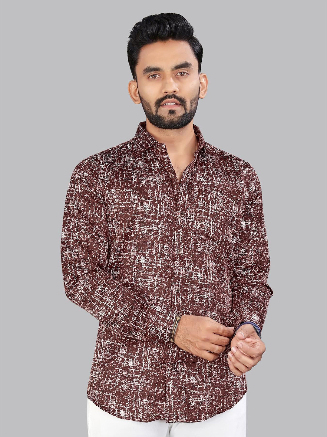 

ADWYN PETER Men Classic Spread Collar Abstract Printed Cotton Casual Shirt, Multi