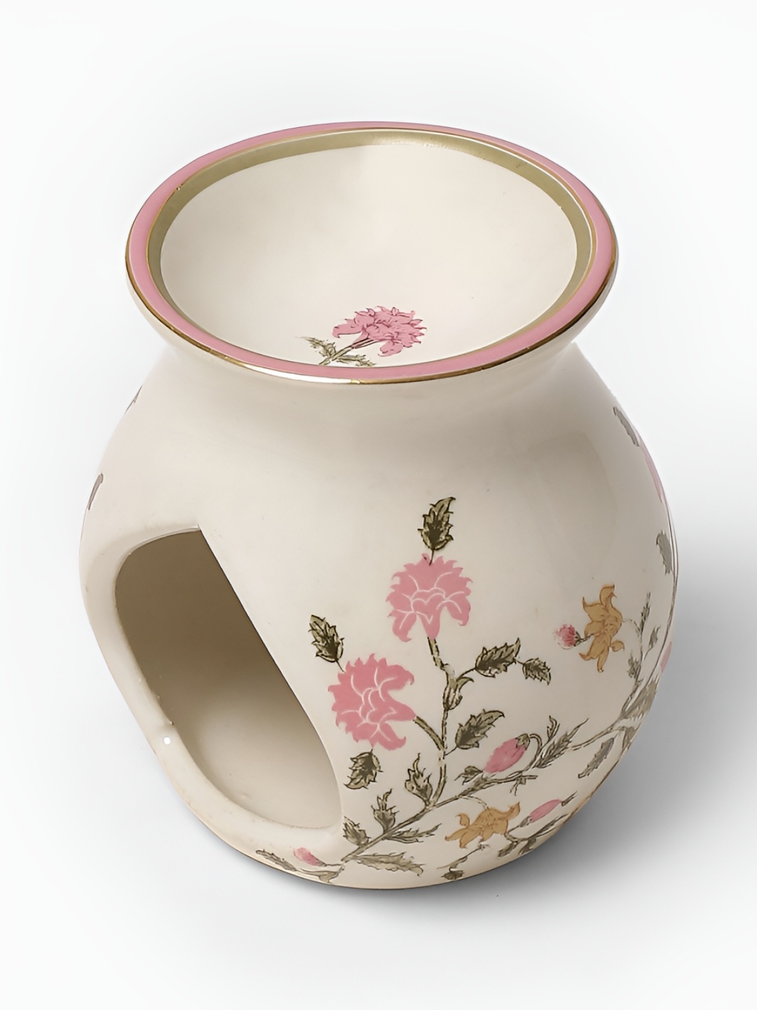 

Ritu Kumar Cream-Coloured & Pink Floral Printed Candle Holder