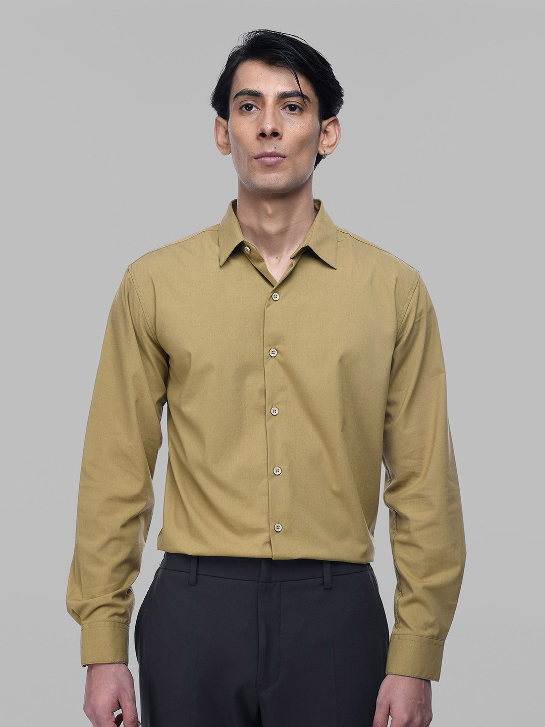 

Tailoraedge Men Spread Collar Solid Formal Shirt, Yellow