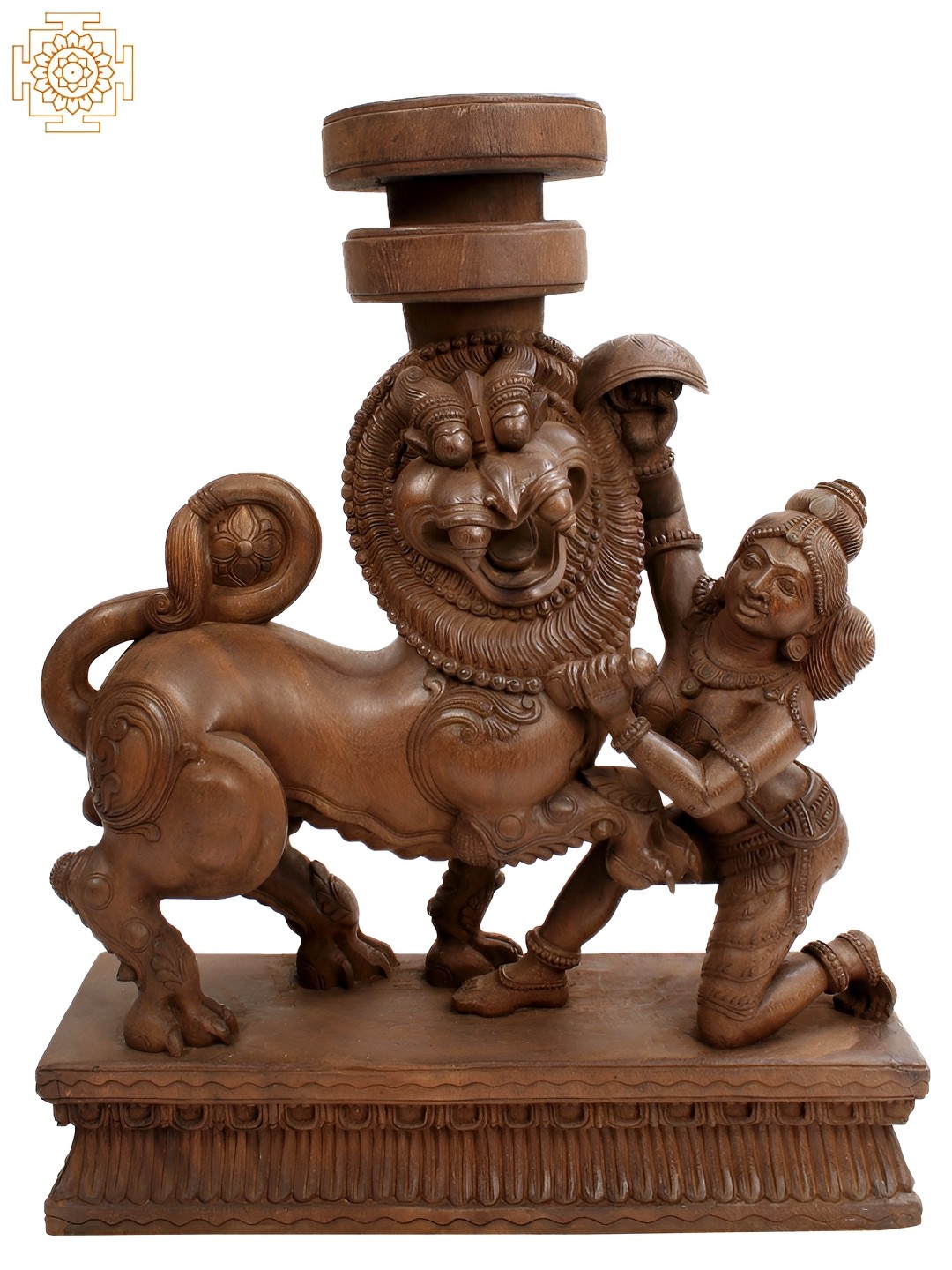 

Exotic India Brown The Beast Wooden Religious Idol Showpiece