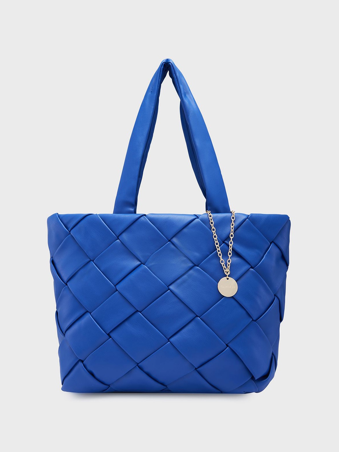 

Caprese Structured Tote Bag with Quilted, Blue