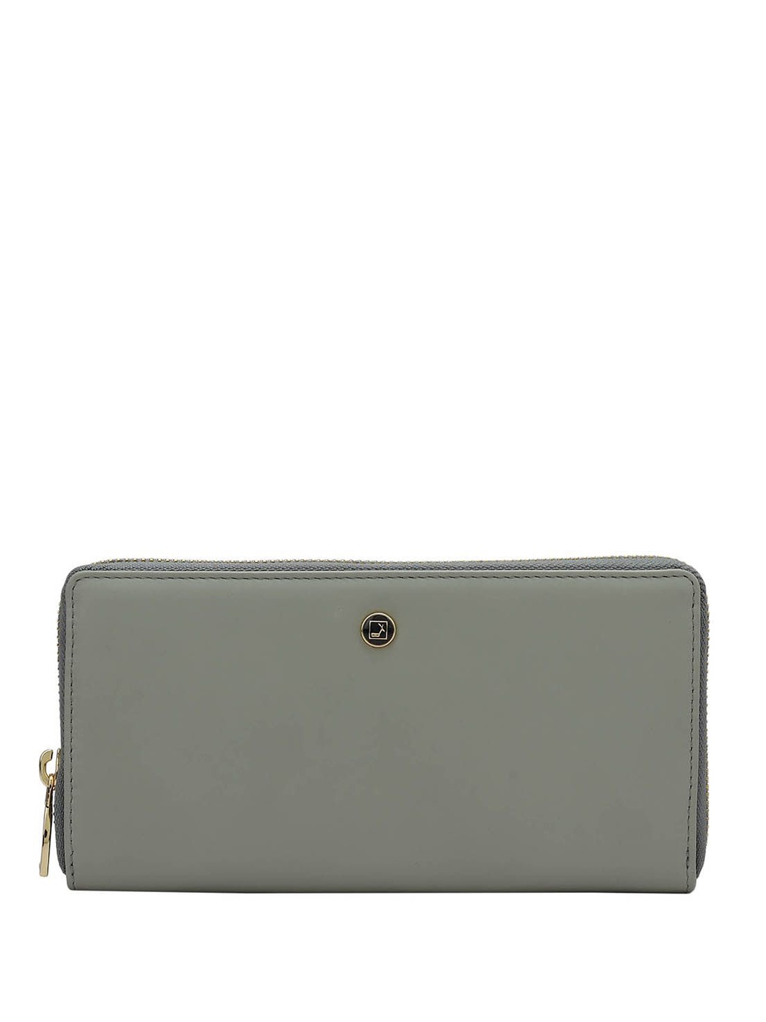 

Da Milano Women Textured Zip Detail Leather Zip Around Wallet, Grey