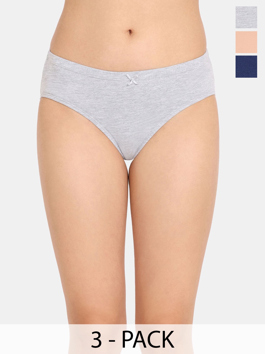 

Rosaline by Zivame Women Pack Of 3 Mid-Rise Hipster Briefs, Navy blue