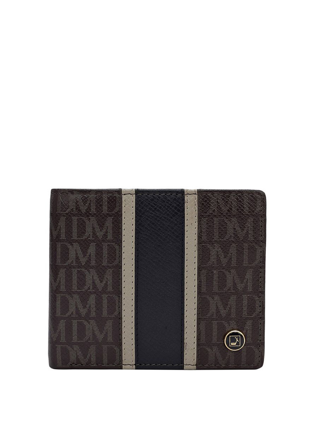 

Da Milano Men Typography Textured Leather Two Fold Wallet, Brown