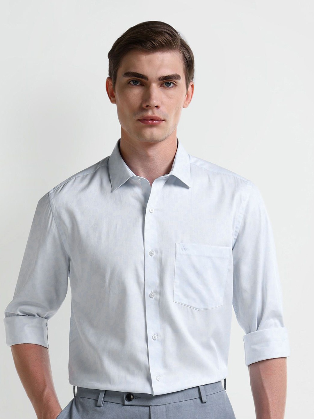 

Arrow Men Classic Cutaway Collar Textured Cotton Formal Shirt, Blue