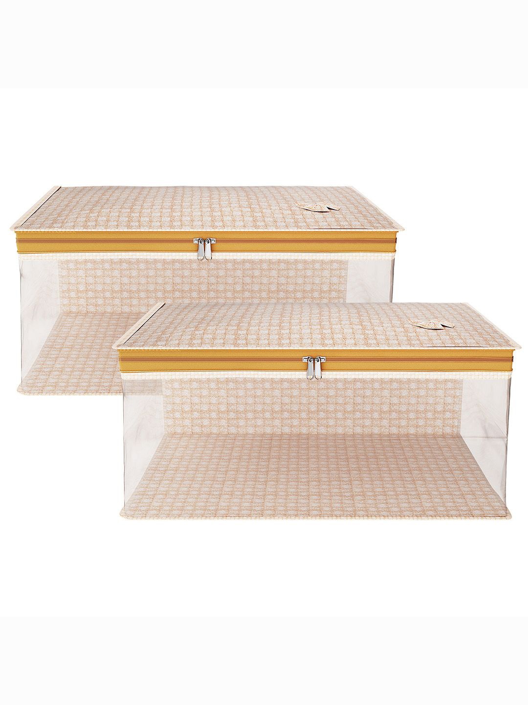 

Kuber Industries Gold-Toned 2 Pieces Checked Multi-Utility Organisers