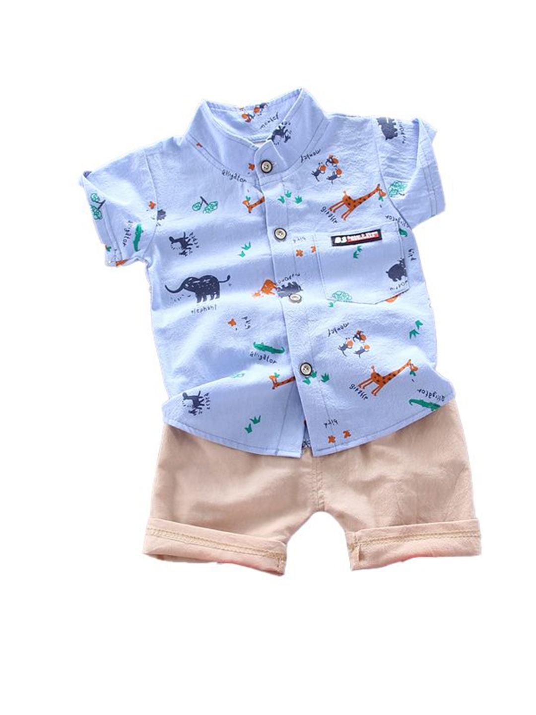 

StyleCast x Revolte Boys Printed Pure Cotton Shirt with Shorts, Blue