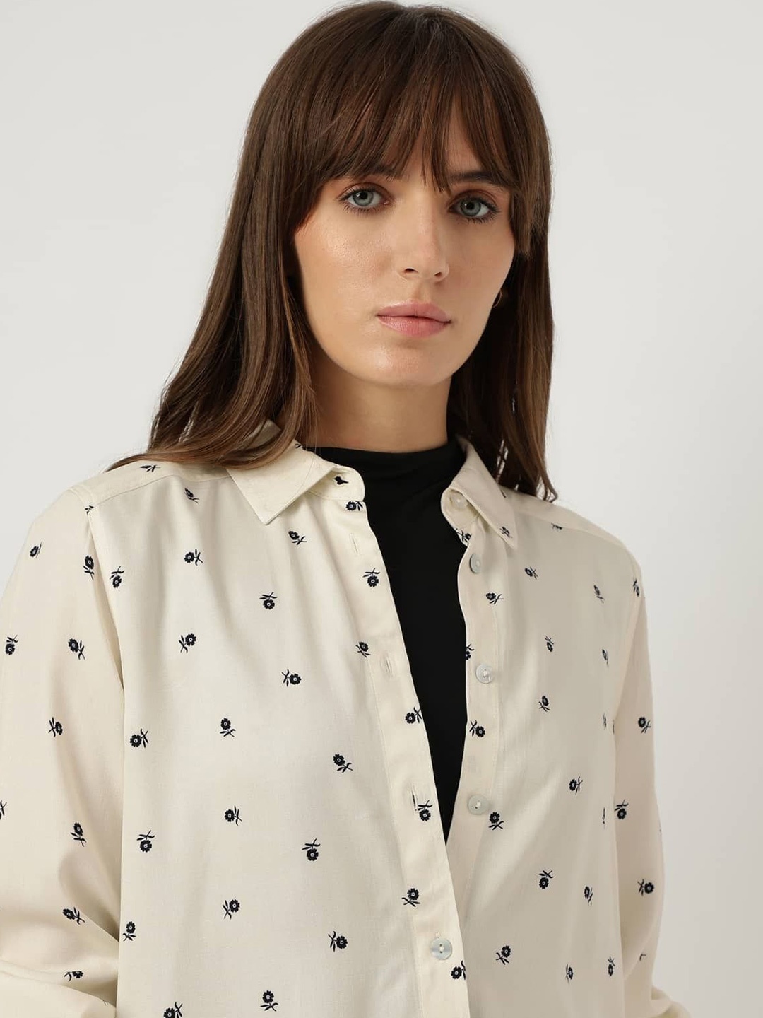 

Marks & Spencer Women Spread Collar Conversational Printed Casual Shirt, Off white