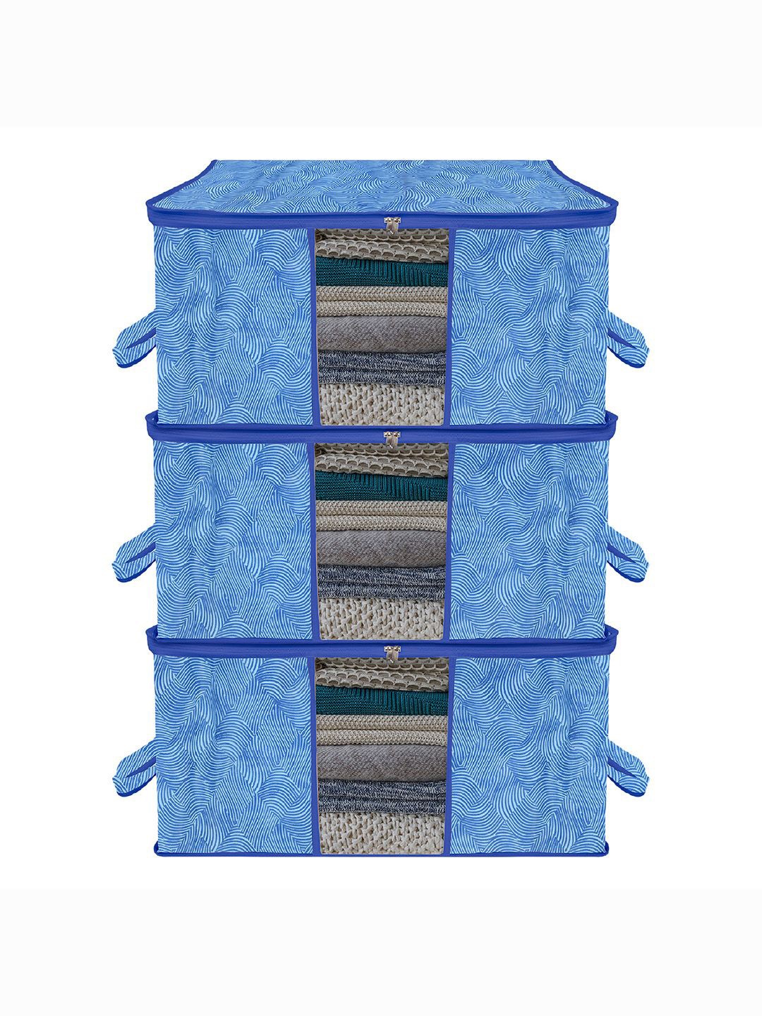 

Kuber Industries Blue 3 Pieces Lahariya Printed Drawer Organiser