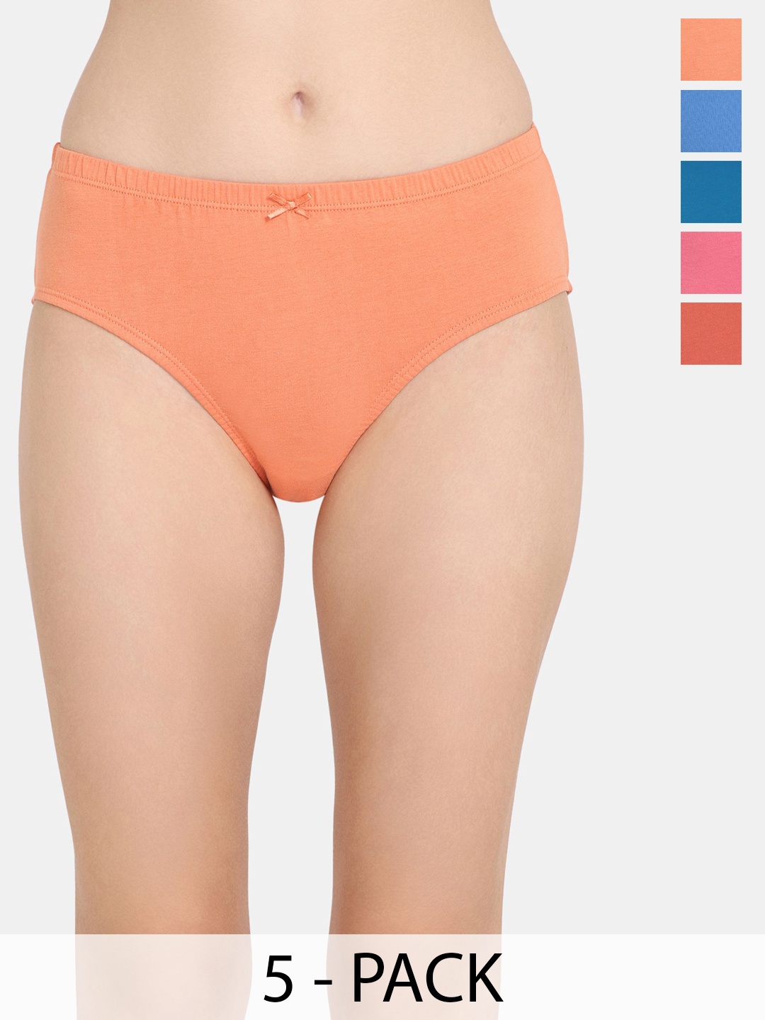 

Rosaline by Zivame Pack of 5 Assorted Pure Cotton Hipster Briefs RO2079FASHCBRWN