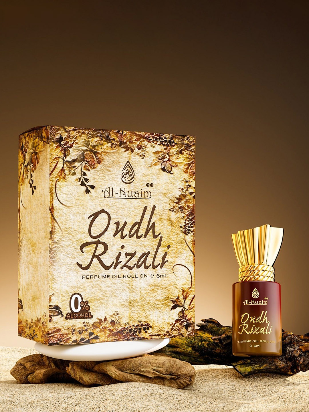 

Al-Nuaim Set of 2 Oudh Rizali Long Lasting Roll On Attar - 6 ml Each, Brown