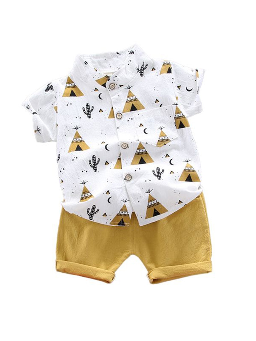 

StyleCast x Revolte Boys Printed Pure Cotton Shirt with Shorts, Yellow