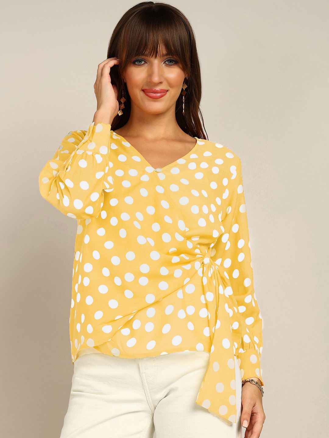 

Murcia Polka Dot Print Top, Yellow