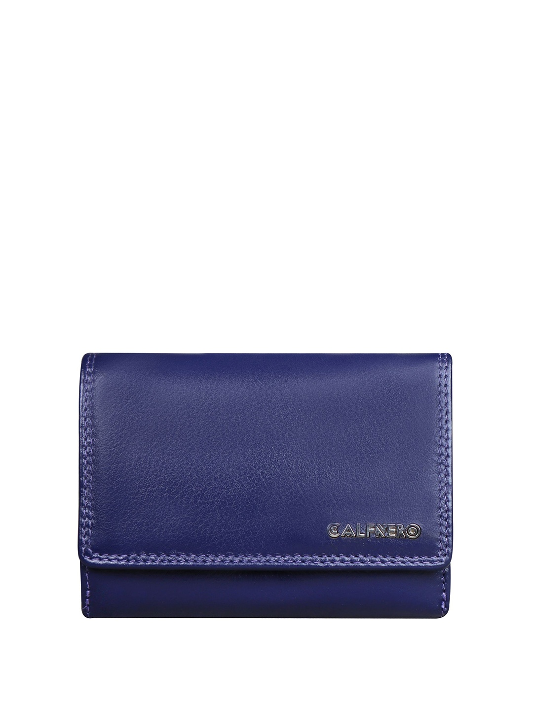 

CALFNERO Women Leather Two Fold Wallet, Blue
