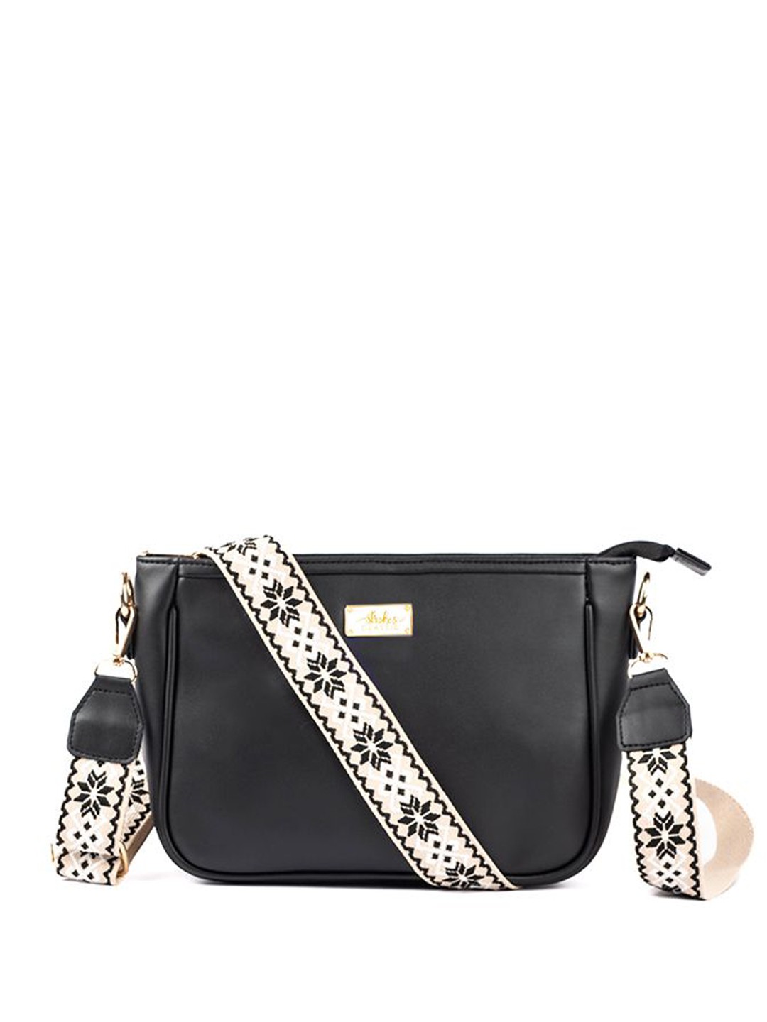 

Strokes by Namrata Mehta PU Structured Sling Bag, Black