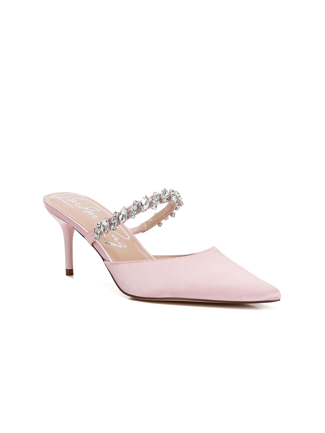 

London Rag Women Embellished Stiletto Heeled Mules, Pink