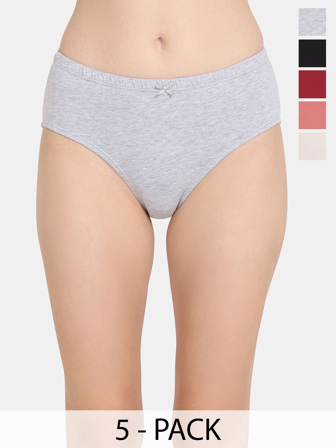 

Rosaline by Zivame Pack Of 5 Mid-Rise Hipster Briefs, Black