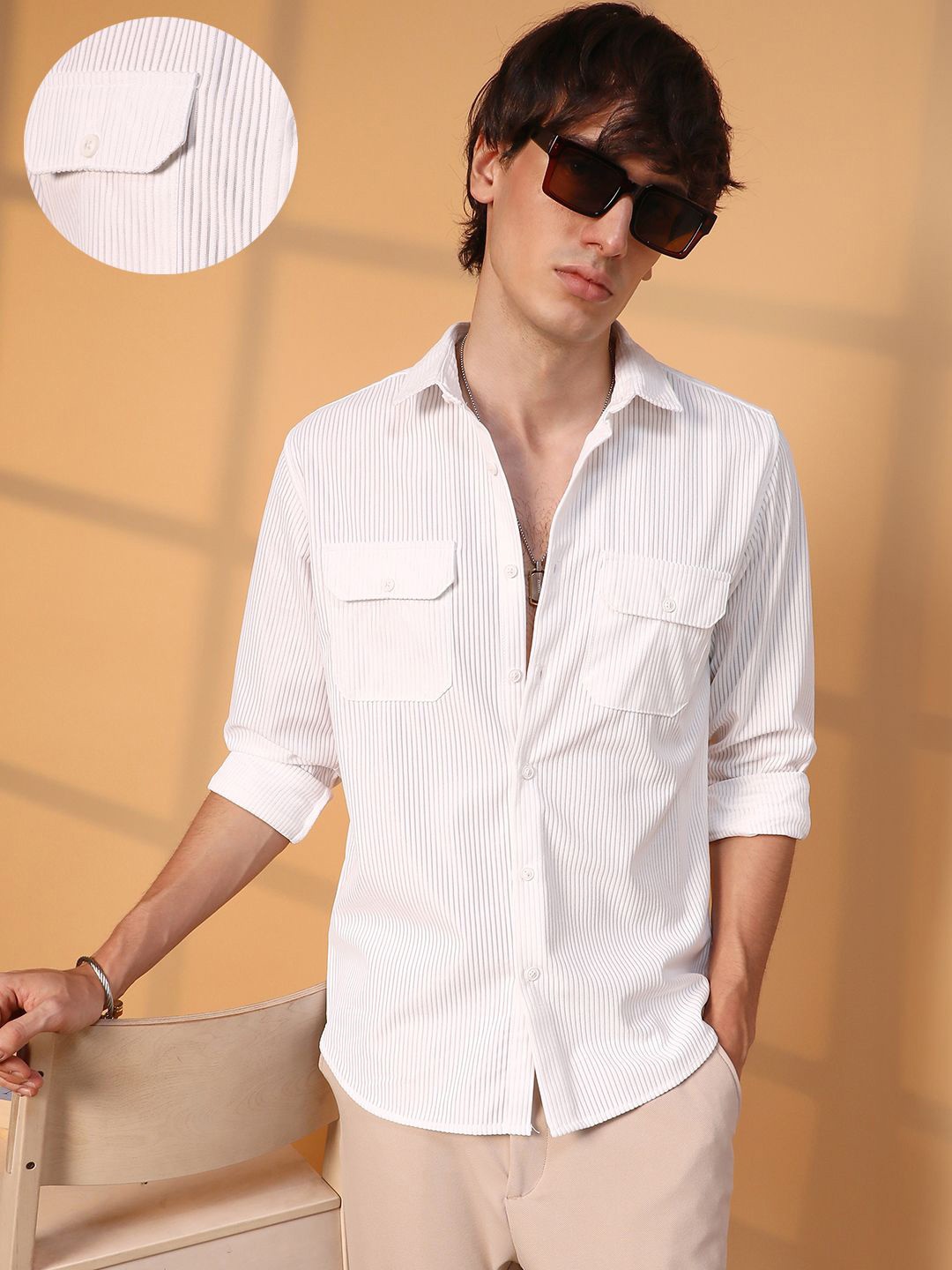 

Campus Sutra Men Comfort Opaque Casual Shirt, White